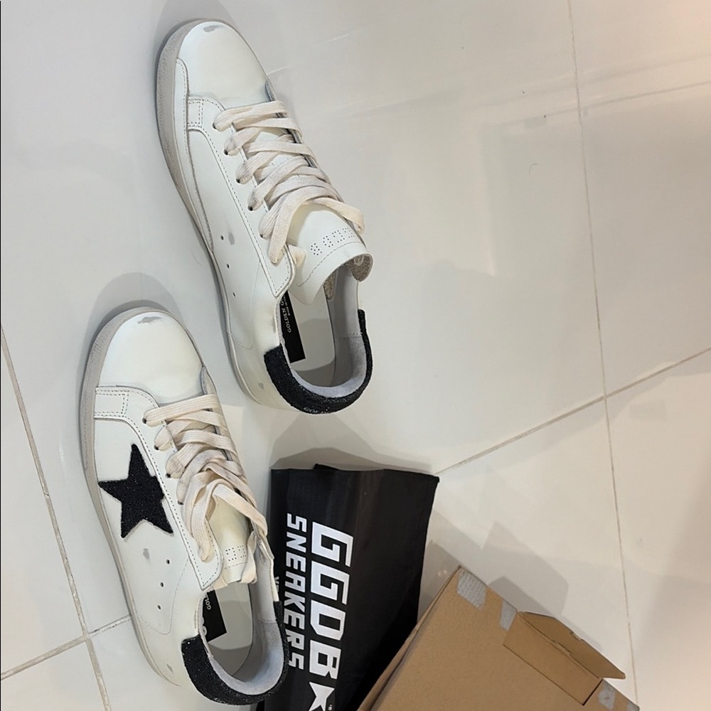 Golden Goose White Ice Silver Leather Super-Star Sneakers - Picture 1 of 6
